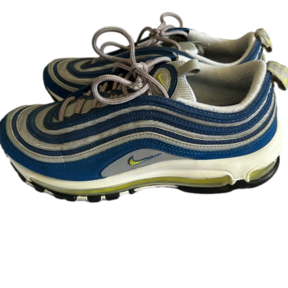 Nike Air Max 97 Blue Neon Yellow Trainers Size 7.5